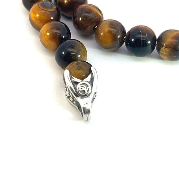 David Yurman Tiger Eye Prayer Bead Bracelet 8.5" Sterling Silver Estate DY537 - Picture 4 of 7